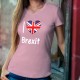 I Love Brexit ★ Union Jack ★ T-Shirt coton dame avec ★ J'aime le Brexit ★ et un coeur aux couleurs du Royaume-Uni (Union Jack)