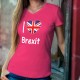 I Love Brexit ★ Union Jack ★ T-Shirt coton dame avec ★ J'aime le Brexit ★ et un coeur aux couleurs du Royaume-Uni (Union Jack)