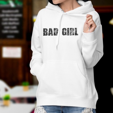 Donna Felpa bianco a cappuccio - Bad Girl - Ragazza cattiva