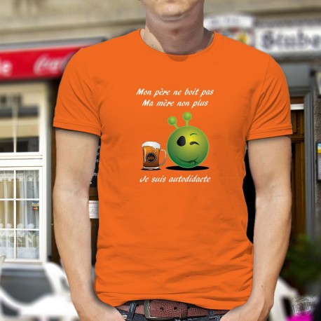 Baumwolle T-Shirt - Je suis autodidacte ★ Bière Alien Smiley ★