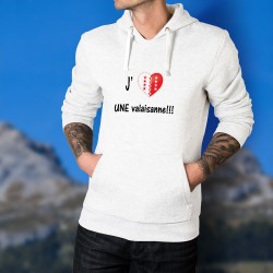 Sweat bianco a cappuccio - J'aime UNE valaisanne