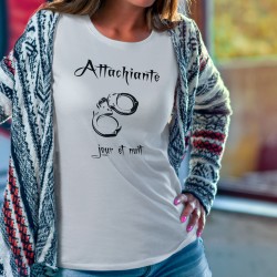 Attachiante, jour et nuit ★ paire de menottes ★ T-Shirt mode dame humoristique