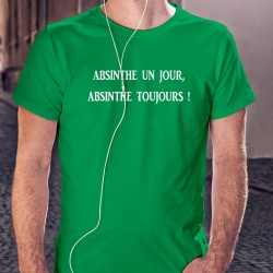 Absinthe un jour, Absinthe toujours ★ T-Shirt coton homme en l'honneur de la Fée Verte appelée aussi "La Bleue"