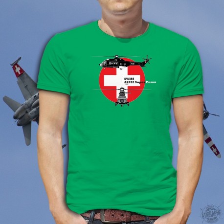 AS332 Super Puma ★ Schweizer Luftwaffe ★ Herren Mode Baumwolle T-Shirt