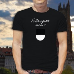 Fribourgeois, What else ? ★ T-Shirt coton homme, écusson du canton de Fribourg et inspiré d'une marque de café espresso connue