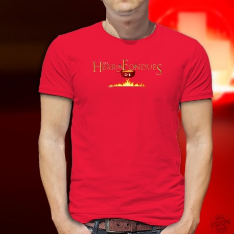 Der Herr des Fondues ★ Caquelon, Holstein Kühen, Schweizer Kreuz ★ Herren Mode Baumwolle T-Shirt