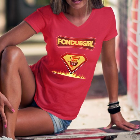 FondueGirl ✻ SuperHero Comics ✻ Women's Cotton T-Shirt