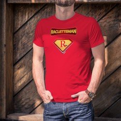 Racletteman ★ Comic-Superhelden ★ Herren Baumwolle T-Shirt auf Raclette, der berühmte Schmelzkäsemacher