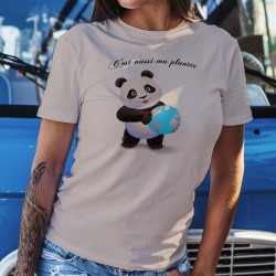 C'est aussi ma planète ❤ bébé Panda tenant la Terre entre ses pattes ❤ T-Shirt décontracté dame réchauffement climatique