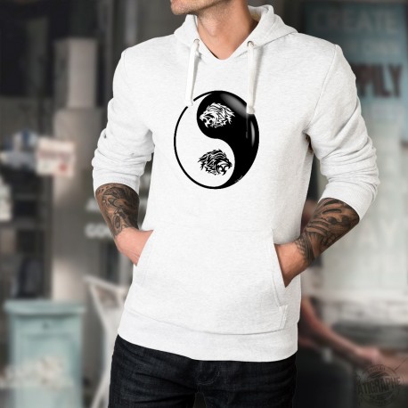 Tribal-Tattoo Löwe Kopf ☯ Yin-Yang ☯ Herren Kapuzenpulli