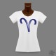 Frauen Slim T-shirt - Sternbild Widder in 3D, Navy