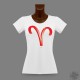 T-Shirt slim dame - signe du Bélier en 3D, Rouge