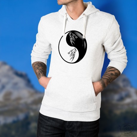 Tribal Wolf Head ☯ Yin-Yang ☯ Men's Hoodie