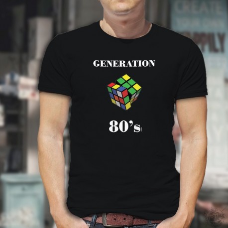 Génération quatre-vingt ★ Rubik's Cube ★ T-Shirt coton homme avec le casse-tête populaire dans les années 1980