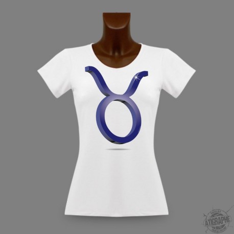 Women's slim T-shirt - astrological sign - Taurus 3D, Navy