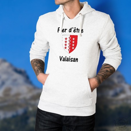 Fier d'être Valaisan ★ Pull à capuche homme ★ écusson du canton du Valais