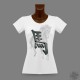 Frauen Slim T-shirt - Zeichen des Pferdes in 3D, Métal 2