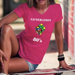 Génération quatre-vingt ★ Rubik's Cube ★ T-Shirt coton dame - casse-tête