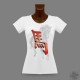 Frauen Slim T-shirt - Zeichen des Pferdes in 3D, Rot