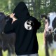 Testa di Mucca ☯ Yin-Yang ☯ Donna Maglione di cotone con cappuccio