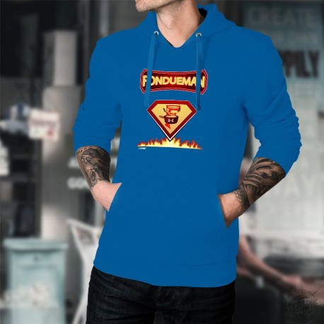 Fondueman ★ Supereroe Comics ★ Uomo Maglione di cotone con cappuccio