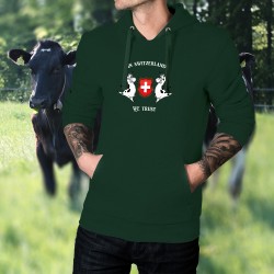 In Switzerland We Trust ✚ Holstein cows ✚ Men's Cotton Hoodie