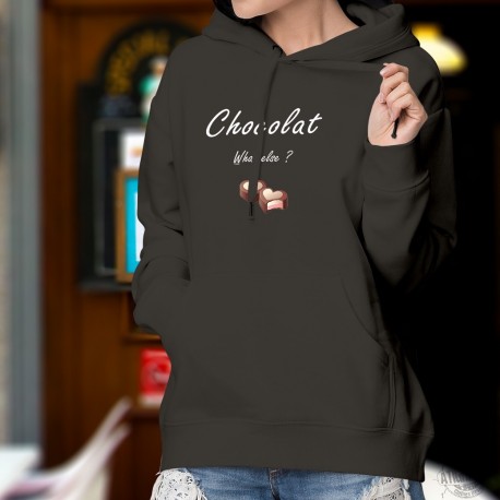 Chocolat, What else ? ❤ deux coeurs en choco, quoi d'autre ?  ❤ Pull à capuche coton dame inspiré de George Clooney