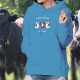 In Switzerland We Trust ✚ Nous avons confiance en la Suisse ✚ Pull à capuche coton dame, 2 Vaches Holstein  et l'écusson Suisse