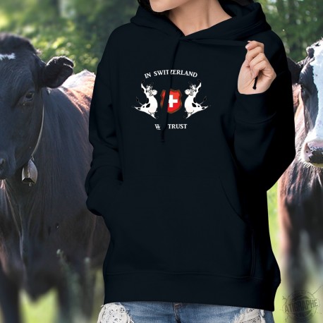 In Switzerland We Trust ✚ Holstein cows ✚ Women's Cotton Hoodie