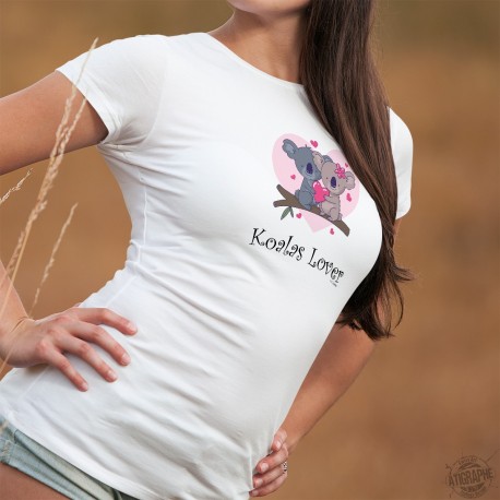 Koalas Lover ❤ Amoureuse des Koalas ❤ T-Shirt mode dame avec un couple de Koalas amoureux. Don de 6CHF au WWF pour l'Australie