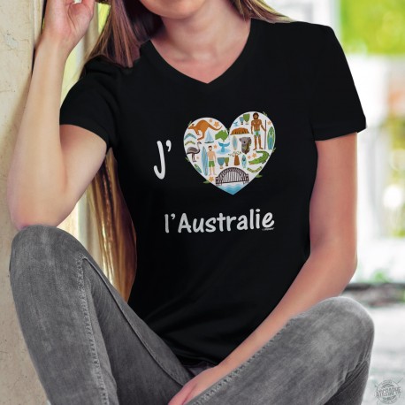 J'aime l'Australie ❤ Frauen Baumwolle T-Shirt. Mit diesem T-Shirt spenden Sie 6CHF an den WWF für Australien