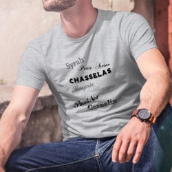 Cépages suisses ★ T-Shirt humoristique homme avec ★ Syrah, Humagne, Savagnin, Pinot Noir, Chasselas, Petite Arvine, Cornalin ★