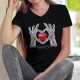 I Love U ❤ Ich liebe dich ❤ Frauenmode Baumwolle T-Shirt Hände Skelett
