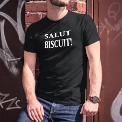 Salut biscuit ! ★ T-Shirt humoristique coton homme expression Fribourgeoise que l'on peut traduire part "eh ben dis donc !"