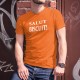 Salut biscuit ! ★ T-Shirt humoristique coton homme expression Fribourgeoise que l'on peut traduire part "eh ben dis donc !"