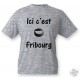 T-Shirt Eishockey Puck - Ici c'est Fribourg - für Herren oder Frauen, Ash Heater