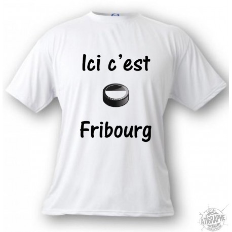 Women's or Men's T-shirt - Ice Hockey - Ici c'est Fribourg, White