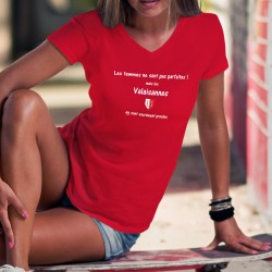 Valaisanne ❤ la femme presque parfaite ❤ T-Shirt coton dame illustré du drapeau valaisan