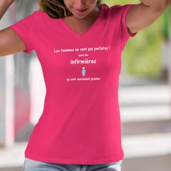 Les femmes ne sont pas parfaites ! mais les Infirmières en sont sacrément proches ❤ T-Shirt coton dame infirmière souriante