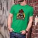 En mode télétravail ★ Chat hipster ★ T-Shirt coton homme, chemise à carreaux, bonnet, lunettes de soleil, tasse de café