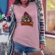 En mode télétravail ★ Gorille hipster ★ T-Shirt humoristique coton dame avec un Donkey Kong, en pause, tenant une tasse de café