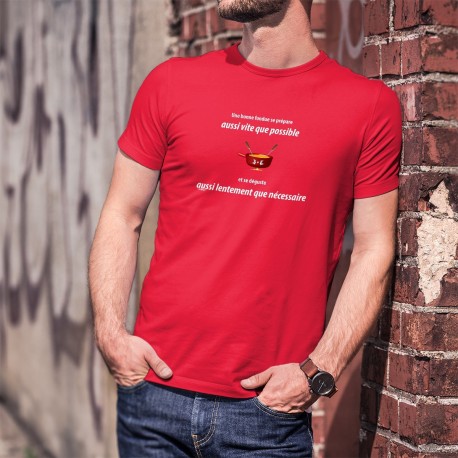 ✚ Une fondue se prépare aussi vite que possible et se déguste aussi lentement que nécessaire ✚ T-Shirt coton homme caquelon