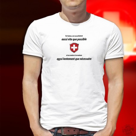 En Suisse on va au bistrot aussi vite que possible ✚ Men's T-Shirt