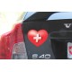 Sticker - Coeur Suisse - pour voiture