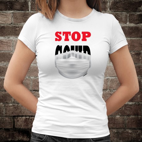 STOP COVID ✪ masque chirurgical ✪ T-Shirt dame pour le déconfinement, inspiré  de la campagne STOP SIDA