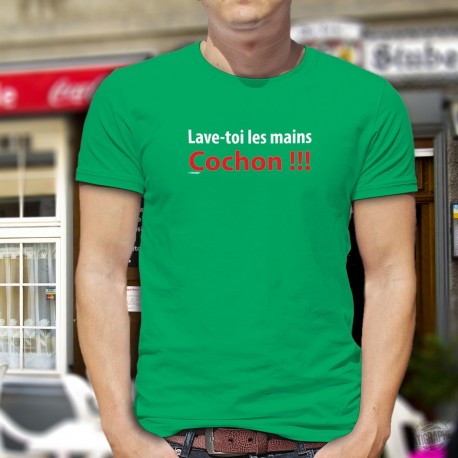 Baumwolle T-Shirt - Lave-toi les mains ★ Cochon !!! ★