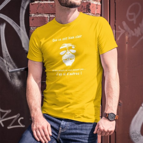 Que ce soit bien clair, si mes des défauts ne vous plaisent pas, j'en ai d'autres ✪ T-Shirt coton homme lunettes de soleil singe