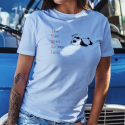 Lundi ★ Long, Usant, Néfaste, Déprimant, inutile ★ T-Shirt humoristique décontracté dame panda