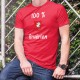 100 pourcent Gruérien ★ T-Shirt coton homme, écusson du district de la Gruyère, une Grue sur fond rouge