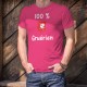 100 pourcent Gruérien ★ T-Shirt coton homme, écusson du district de la Gruyère, une Grue sur fond rouge